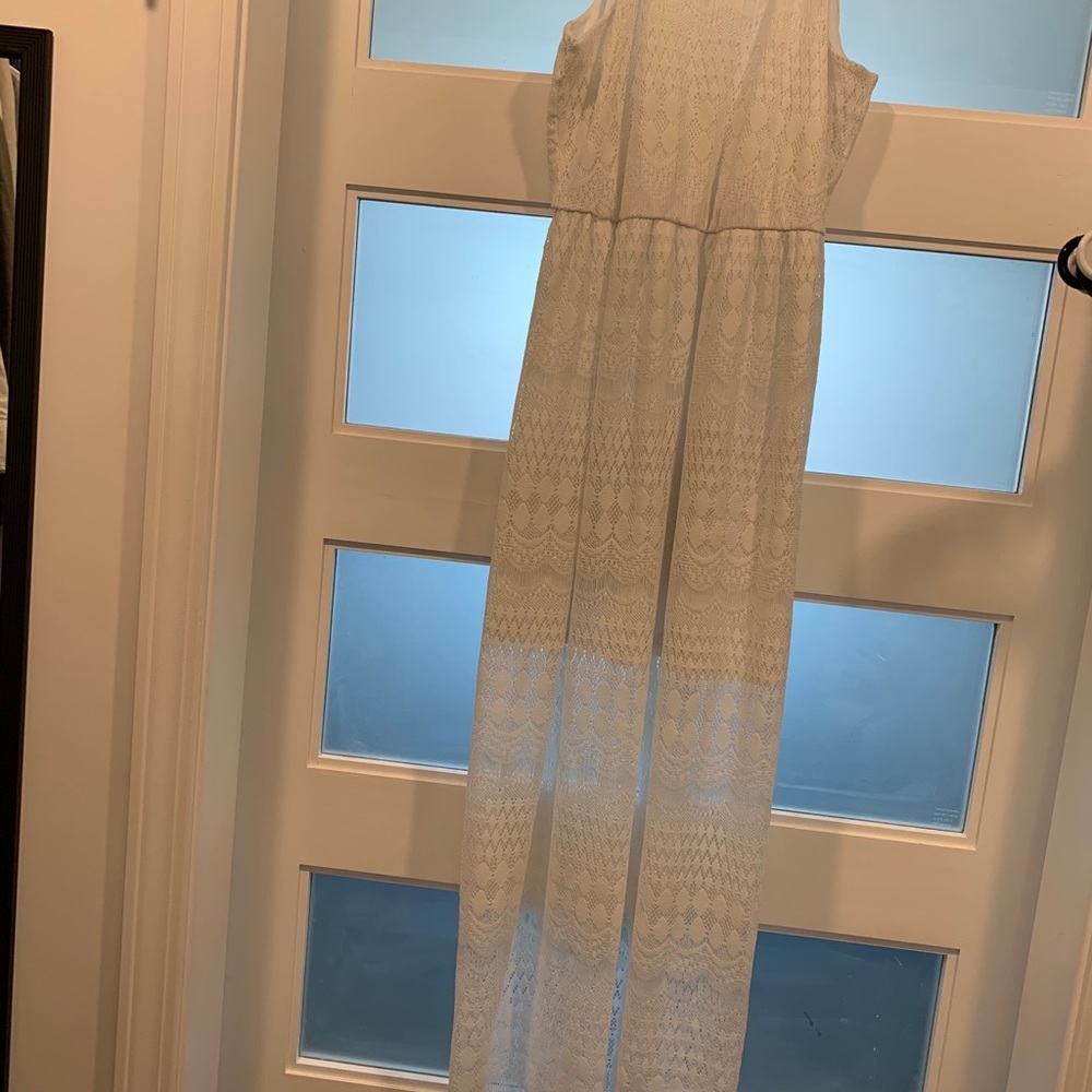 Long white lace dress